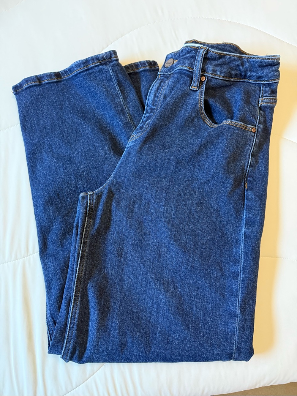 Risen Barrel Classic High-Rise Cropped Women's Jeans in Dark Blue